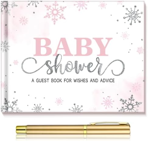 Fuyoooo 27 Pcs Pink Snowflake Baby Shower Guest Book with Pen by Liraitoya