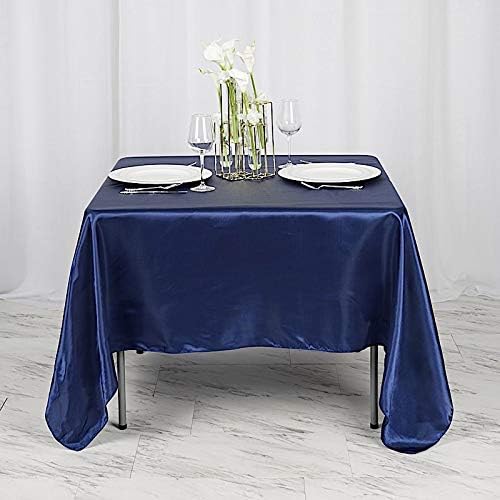 BalsaCircle 10 pcs 72x72 inch Navy Blue Square Tablecloth Satin Fabric Overlays Linens | Table Cloths Cover for Wedding Party Banquet Reception Events Decoration Kitchen Dining Events Kitchen Dining - Image 5