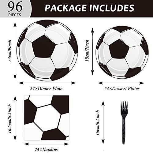 96Pcs Soccer Plates and Napkins Birthday Party Decorations Soccer Disposable Paper Tableware Set Sports Themed party supplies for Baby Shower Game Party Favors Birthday Gatherings Decor Serves 24 - Image 2