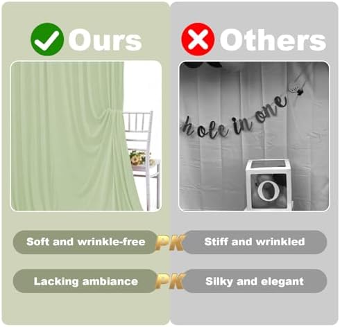 Sage Green Backdrop Curtain - 40x10FT Back Drop Curtains for Parties Wrinkle-Free Soft Polyester Backdrop Wedding Decorations Photoground Backdrop Stain-Resistant for Back Drop Stand, 8 Panels - Image 5