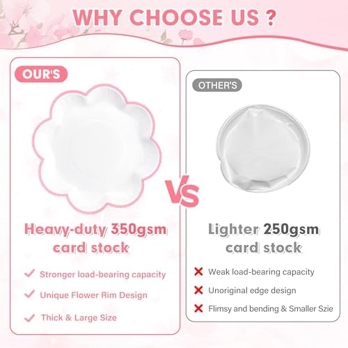 350 Pcs Pink and White Paper Plates and Napkins Set,Tableware for 50 Guest - Image 4