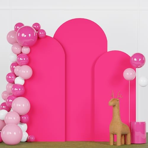 FANPROMS Arch Covers Set 6FT 6.6FT 7.2FT Hot Pink Wedding Arch Cover for Metal Arch Frame Spandex Fitted Arch Cover 2 Sides Arch Covers Stretchy Fabric Arch Stand Cover for Parties Wedding by FANPROMS