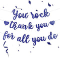 Pre-Strung You Rock Thank You For All You Do Banner - Glitter Employee Appreciation Decorations, Staff Teacher Nurse Recognition Party Supplies, Retirement Office Decor Sign, Large Cardstock Garland (Navy Blue) by Unknown