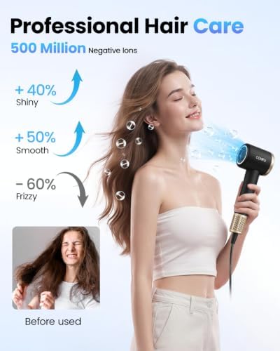 CONFU Hair Dryer with Diffuser, 500M Ionic Blow Dryer, High-Speed 110,000 RPM, 5X Fast Drying, Lightweight & Low Noise Frizz Control for All Hair Types Home Travel Men Women - Image 3