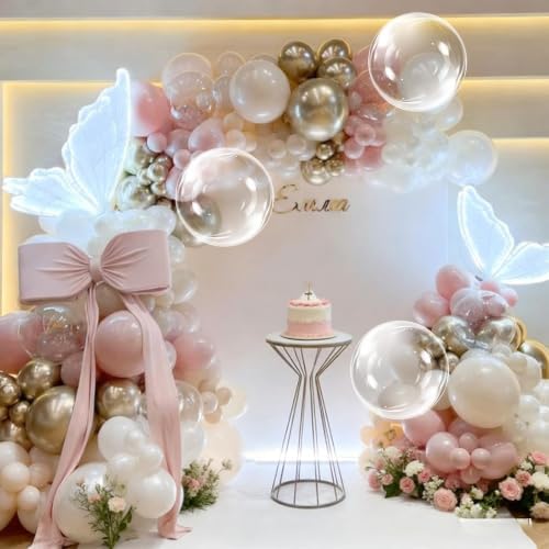 Dusty Pink Balloon Garland Arch Kit Double Stuffed Pink Gold Balloon - Image 4
