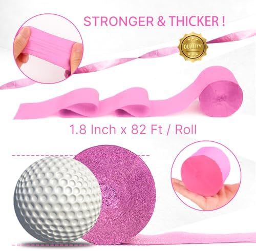 PartyWoo Pink Crepe Paper Streamers 4pcs 328 FT Pink Streamers - Image 6