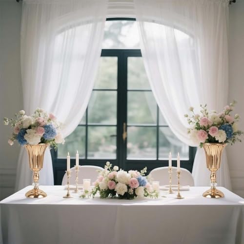 11.6 inches Metal Wedding Flower Trumpet Stripe Vases Table Centerpieces for Artificial Flower Arrangements for Anniversary Celebration/Wedding/Party/Birthday Event Aisle Home Decor (Gold, 6pcs) - Image 6