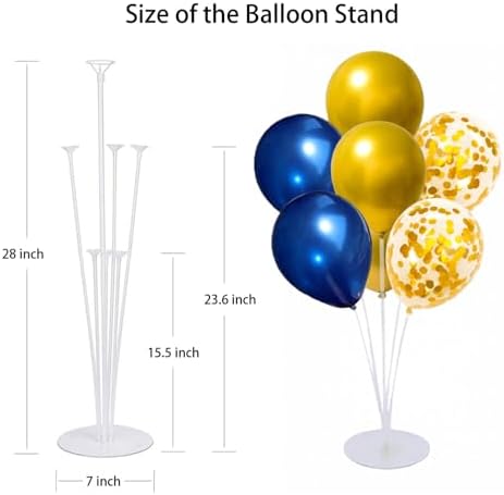 6 Set Balloon Stand Kit for Table Centerpieces With Balloon and Base Party Decorations for Birthday Wedding Retirement Graduation Baby Shower (Navy Gold) - Image 5
