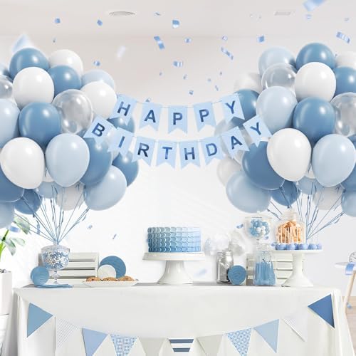 60pcs 12inch Dusty Blue Balloons with Clear Balloons - Image 6