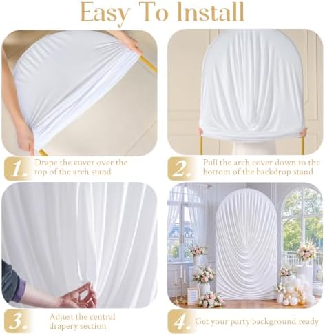 White Draped Arch Cover - 7.2FT Drape Arch Backdrop Cover - Image 6