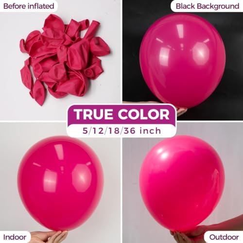Bezente Hot Pink Giant Latex Round Balloons 36 Inch 8 Pack - Image 2