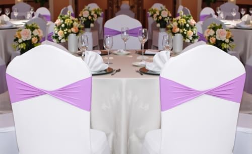 MDS Pack of 125 Spandex Chair Sashes Without Slider Buckles – Light Purple - Image 6