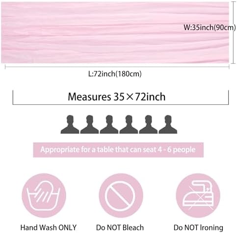 35x72 Inch Pink Cheesecloth Table Runner Boho Wedding Birthday Party Decor - Image 2