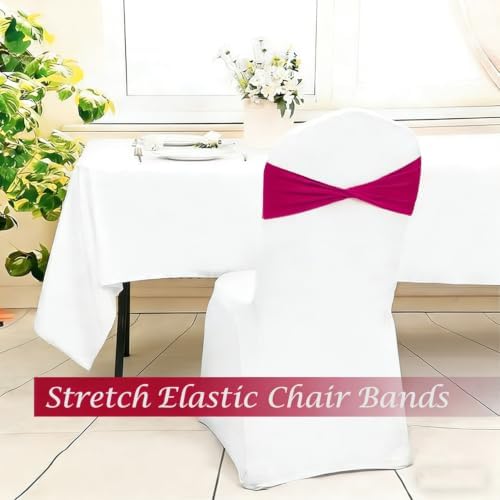 Burgundy Chair Sashes Bows 60Pcs Spandex Chair Sashes Elastic Chair Cover Bands Ties Without Buckle for Wedding Birthday Party Ceremoney Events Decoration - Image 5