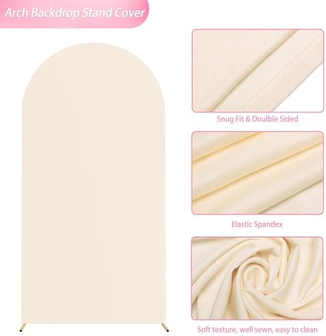 Wokceer 6.6FT Arch Backdrop Stand and Cover Set,Arch Stand with Beige Cover - Image 4