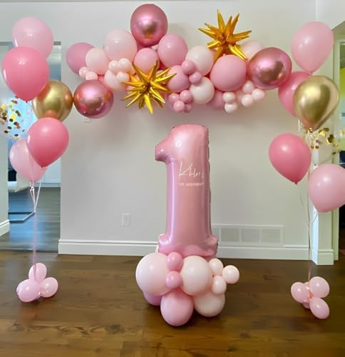 Pink and Gold Balloons Set, 50pcs 12 inch Pink White Gold Latex Balloons for Girl Birthday Wedding Bridal Shower Graduation Party Decoration - Image 4
