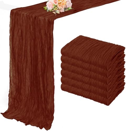 6 Pack Terracotta Cheesecloth Table Runner 10FT Boho Rustic Cheese Cloth Table Runner for Wedding 20 x 120 Inch Long Bridal Shower Baby Shower Gauze Fabric Sheer Birthday Party Table Decorations by FoliafeelHome