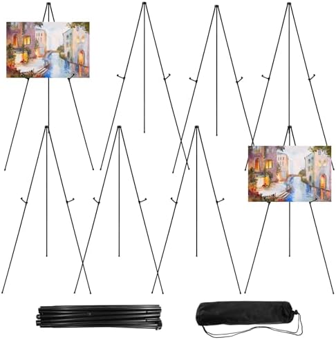 JEAWIWI 8 Pcs Lightweight Easel Stand, 66 Inch, Black, with Carry Bags by JEAWIWI