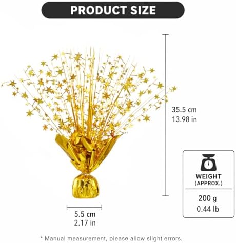 4 Pack Metallic Foil Spray Centerpiece Stars for Wedding, Birthday, Anniversary, Christmas Table Decor, Holiday Festival Baby Shower Graduation Mantle Party Decorations (Gold) - Image 2