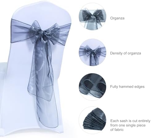 Pack of 300 Organza Chair Sashes for Wedding & Event Décor – Silver Grey - Image 6
