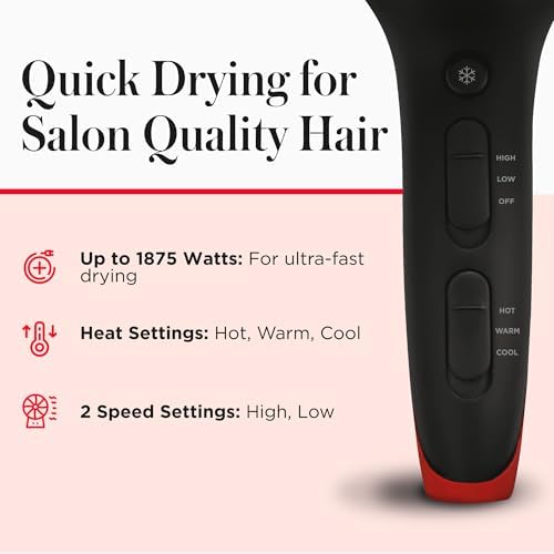 REVLON SmoothStay 1875 Watt Coconut Oil Infused Hair Dryer with Diffuser - Image 5