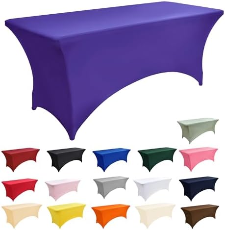 2-Pack 6ft Spandex Table Covers for Rectangle Standard Folding Tables - Wrinkle Resistant Stretch Tablecloths - Ultimate Fitted Table Protector for Parties, Trade Shows, Banquet - Image 3