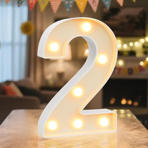 8.86 Inch Marquee Light Up Numbers 2 for Party Decorations by NANXU