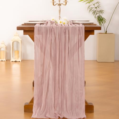 Pink Cheesecloth Table Runner Fall Boho Wedding Birthday Party Home Decor - Image 4