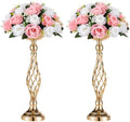 NUPTIO Gold Centerpiece Stand for Table, Twist Style, 17.7" Tall, 2 Pcs by Nuptio