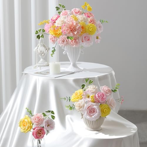 Floweroyal Artificial Flowers Fake Rose Flowers Dahlia with Stems for DIY Wedding Bridal Bouquets, Baby Shower, Floral Arrangement, Table Centerpieces, Home Decorations - Image 3
