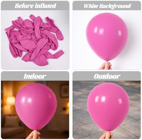 Voircoloria 105pcs Retro Hot Pink Party Latex Balloons, 12inch - Image 3