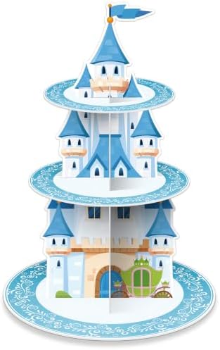 3 Tier Princess Birthday Cupcake Stand Fairytale Castle Decoration by Unknown