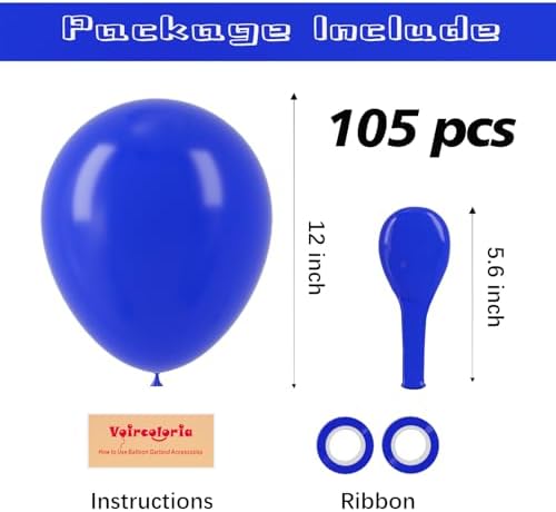 Voircoloria 105pcs Royal Blue Party Balloons, 12inch - Image 2