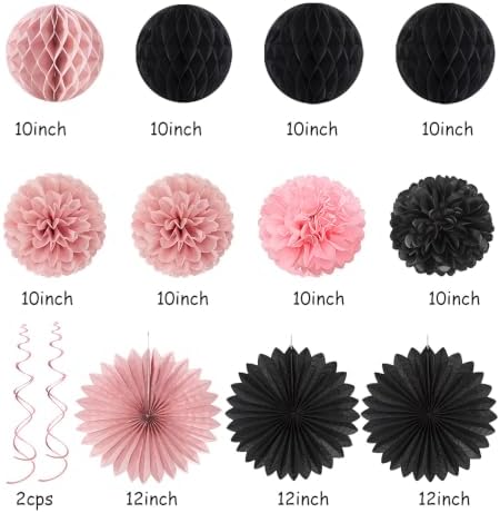 Rose Gold Pink Black 21st Womens Happy Birthday Party Decorations Hugmoon - Image 4