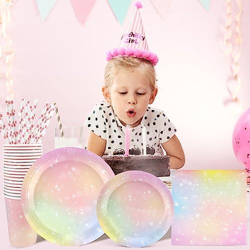 Recheel Pastel Plates and Napkins Set, Pastel Paper Plates Party Supplies - Image 3