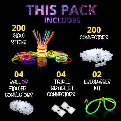 410 Pcs Glow Sticks Bulk, Glow in The Dark Party Supplies, 12 Hours Glow Party Pack 8 inch, Mardi Gras, Party Favors - Image 2