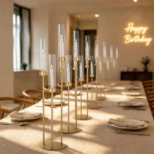 20PCS Gold 3-Arm Candelabra Centerpiece for Table 33.8in Tall Metal - Image 5