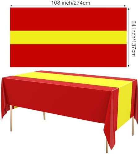 Oudain 6 Pcs Plastic Disposable Table Cloth 54" x 108", Red, Yellow - Image 2
