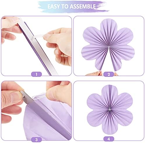 SUNBEAUTY 9 Pcs Paper Flowers Decorations for Wall, Blue and Orange for Wall Paper Flower Fan Classroom Decoration Paper Floral Backdrop Decor Paper Fans Decoration Hanging Paper Flower Wall Decor - Image 3