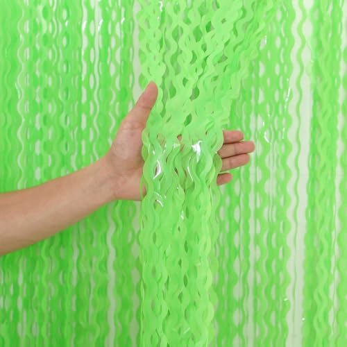 4 Pack Wavy Green Tinsel Backdrop Curtain - 3.3 ft x 6.6 ft Green Foil Fringe Curtains Photo Booth Prop Backdrop Streamer Birthday Party Decor - Image 2