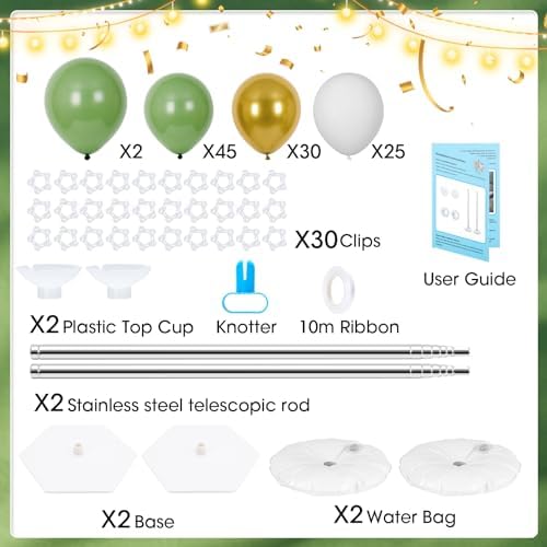 Balloon Column Stand with 102 Balloons, Balloon Column Kit Set of 2, Metal Balloon Tower Stand with Base for Floor, Height Adjustable from 1.57 to 7 Ft, For Party Decorations - Image 2