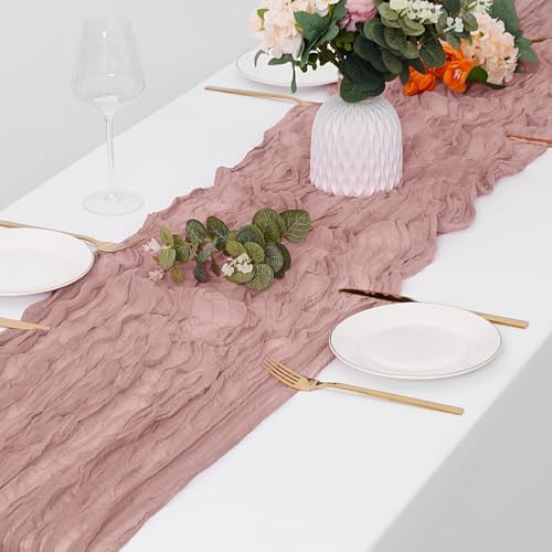 30 Pack Dusty Pink Cheesecloth Table Runner 17 x 108 inch Cheese Cloth Table Runners 9ft Pink Table Runner Rustic Romantic Sheer Gauze Runner for Wedding Party Baby Shower Table Decoration - Image 4
