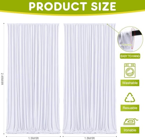Wokceer White Backdrop Curtain for Wedding Parties Backdrop Drapes 10x8FT - Image 2