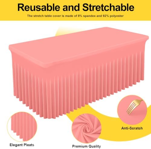 Smiry Spandex Elastic Fitted Table Cloth Skirt for 8FT Rectangle Table - Image 2