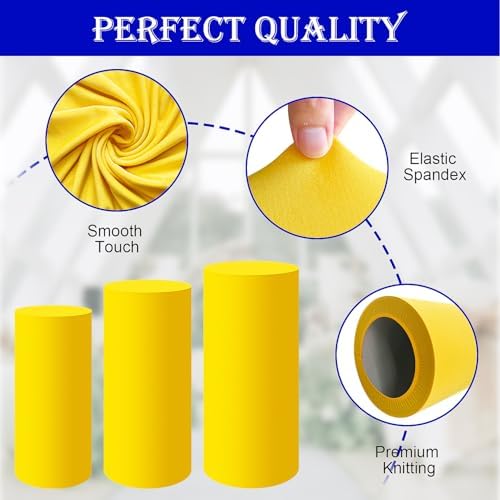 SaitiMade Set of 3 - Yellow Cylinder Pedestal Stand Covers - Image 4