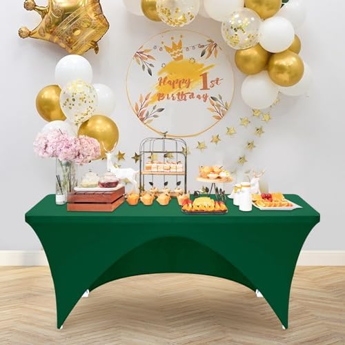 Eurmax USA 2-Pack Spandex Table Cover 8 ft. Fitted 30+ Colors Polyester Tablecloth Stretch Spandex Table Cover-Table Toppers,8 FT Table Cover Open Back (Emerald Green) - Image 7