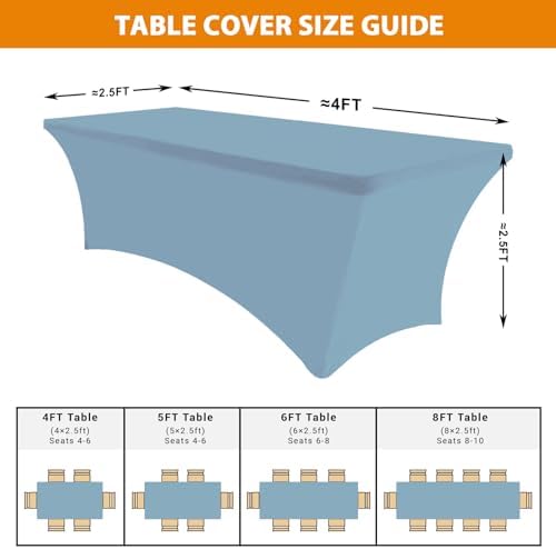 Eurmax USA 2-Pack Rectangular Fitted Spandex Table Covers 4ft Tablecloth Wedding Event Patio Table Decorations Stretch Table Cover for 4ft Folding Table (Sky Blue) - Image 4