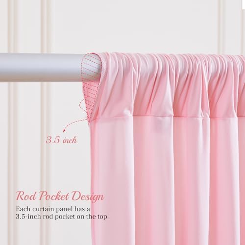 8x10FT Baby Pink Backdrop Curtains for Wedding Parties, Wrinkle Free Polyester Photography Backdrop Drapes for Wedding Baby Shower Birthday Parties Stage Background Stand Decorations 4x10ft,2 Panels - Image 5