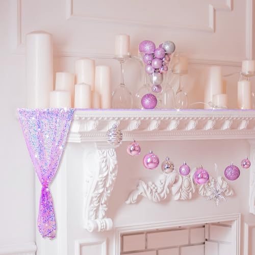 Remagr 12 Pcs Iridescent Mermaid Sequin Table Runner, Purple - Image 4