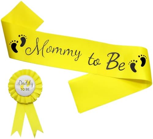 MILVOWOC 2 Pack Baby Shower Sash Set, Yellow by MILVOWOC